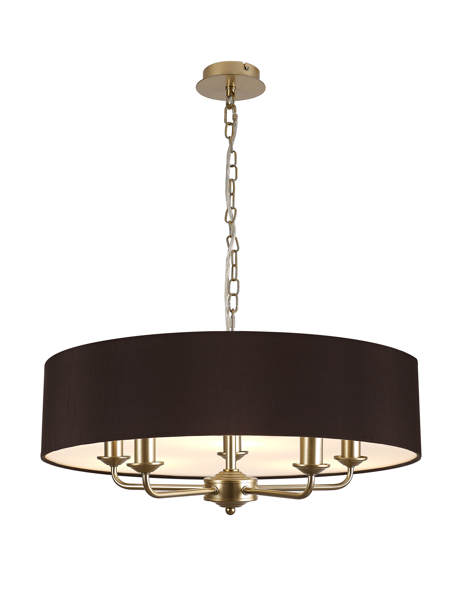 DK0948  Banyan 60cm 5 Light Pendant Champagne Gold; Black